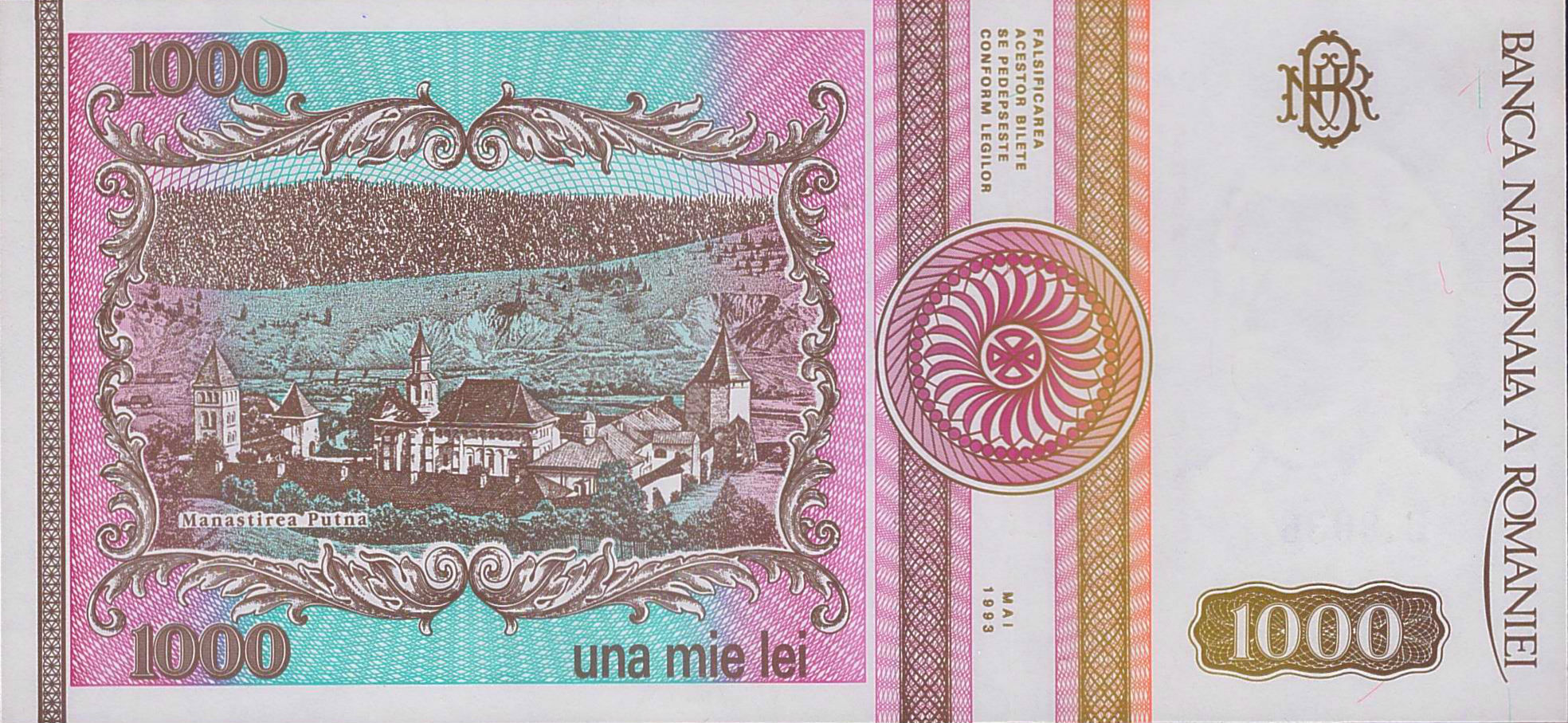 Romania 1000 1992 UNC P-102